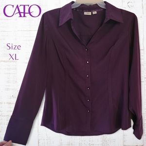 Cato Purple Button Down Blouse